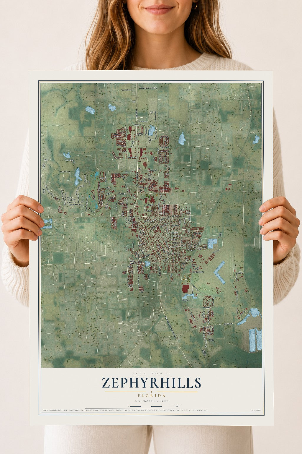 Zephyrhills, Florida map print, 18" x 24" Archival Matte Print mockup