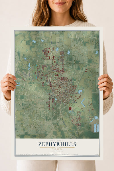Zephyrhills, Florida map print, 18" x 24" Archival Matte Print mockup