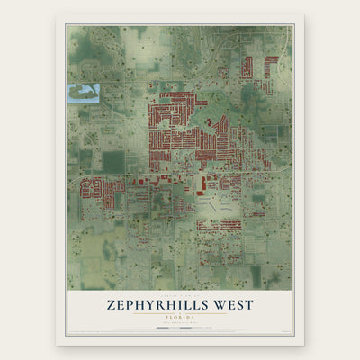 Zephyrhills West, Florida map print, the full design