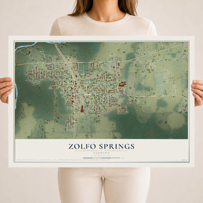 Zolfo Springs, Florida map print, 18" x 24" Archival Matte Print mockup