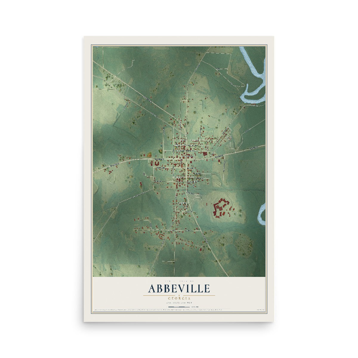Abbeville, Georgia map print, 12" x 18" Archival Matte Print mockup