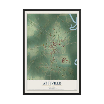 Abbeville, Georgia map print, 12" x 18" W/ Black Ayous Wood Frame mockup