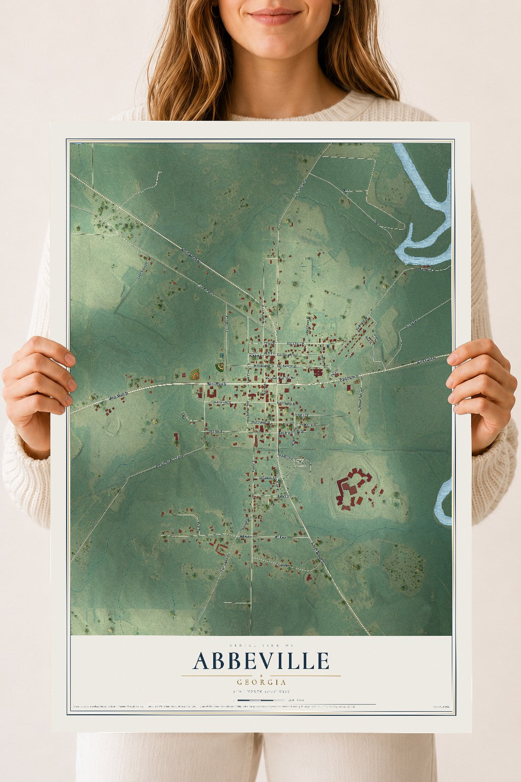 Abbeville, Georgia map print, 18" x 24" Archival Matte Print mockup