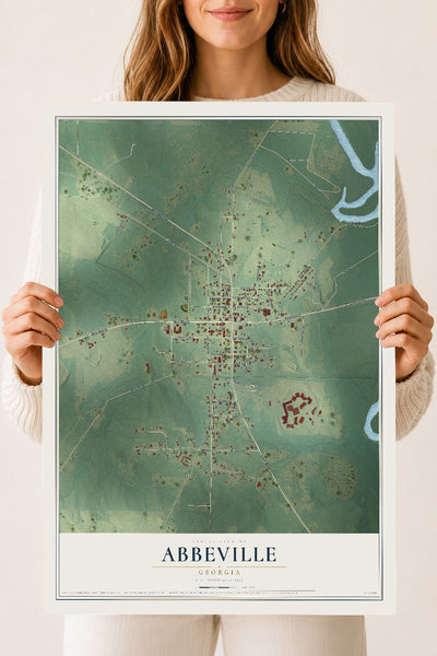 Abbeville, Georgia map print, 18" x 24" Archival Matte Print mockup