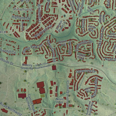 Close-up 1 of the Acworth, Georgia map artwork