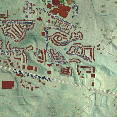Close-up 2 of the Acworth, Georgia map artwork