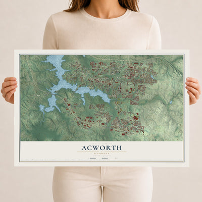 Acworth, Georgia map print, 12" x 18" Archival Matte Print mockup