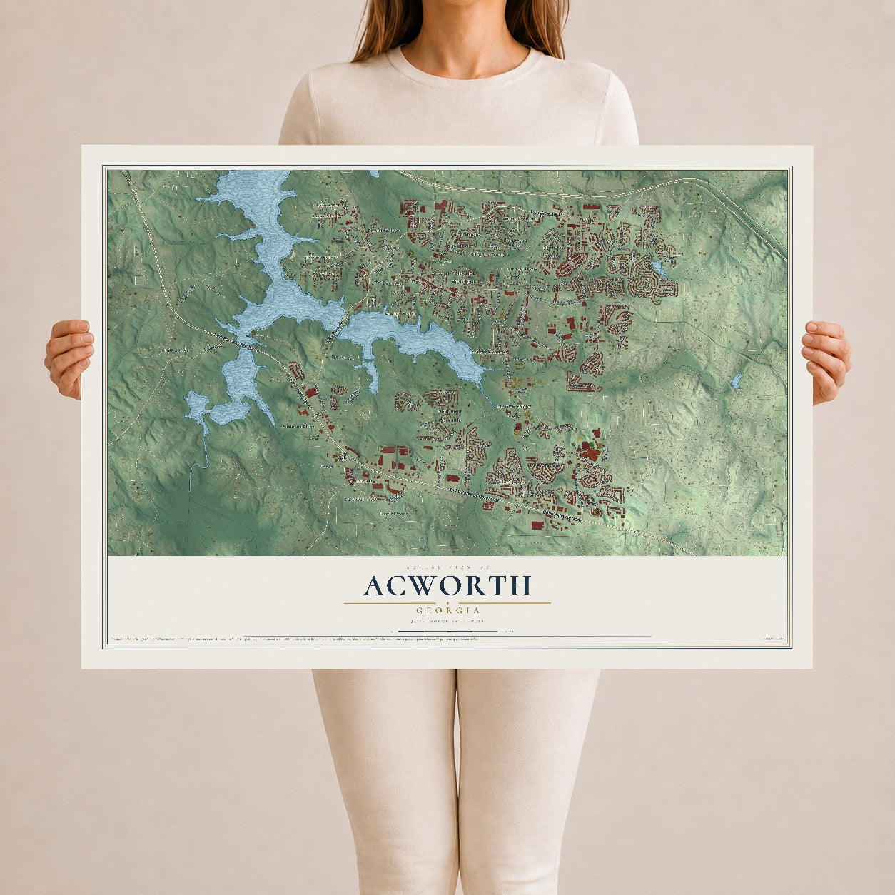 Acworth, Georgia map print, 24" x 36" Archival Matte Print mockup