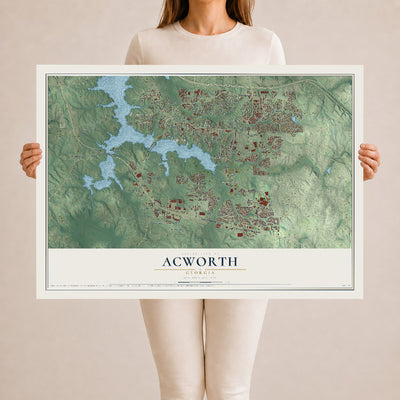 Acworth, Georgia map print, 24" x 36" Archival Matte Print mockup