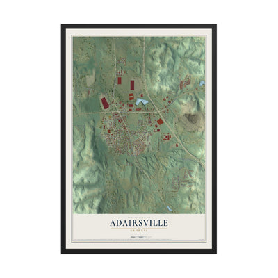 Adairsville, Georgia map print, 12" x 18" W/ Black Ayous Wood Frame mockup