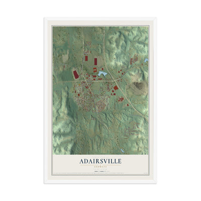 Adairsville, Georgia map print, 12" x 18" W/ White Ayous Wood Frame mockup