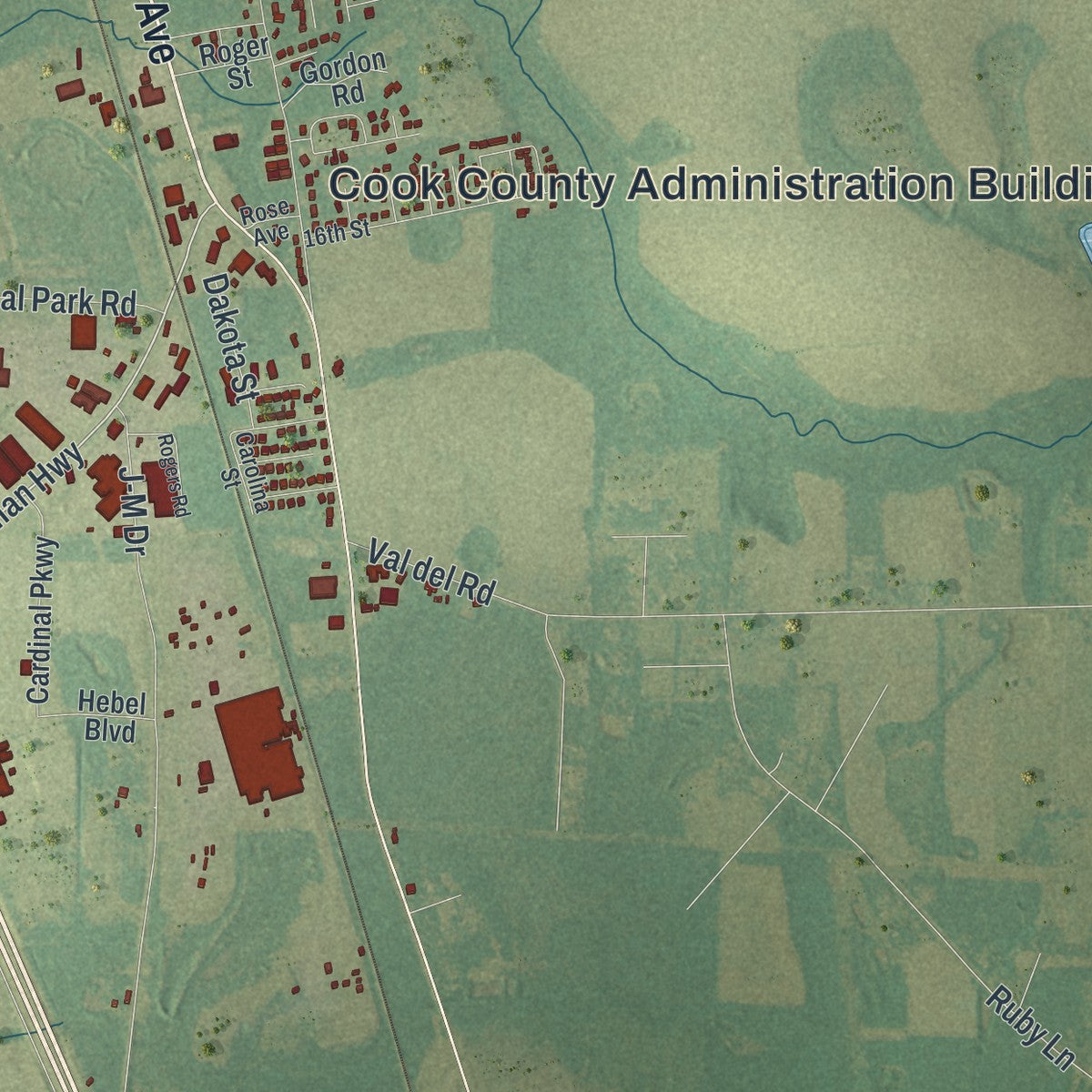 Close-up 2 of the Adel, Georgia map artwork