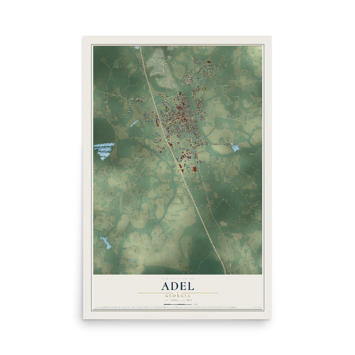 Adel, Georgia map print, 12" x 18" Archival Matte Print mockup