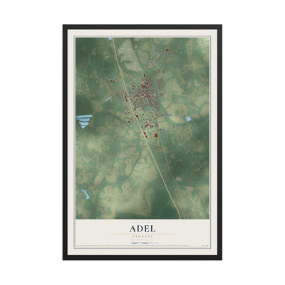 Adel, Georgia map print, 12" x 18" W/ Black Ayous Wood Frame mockup
