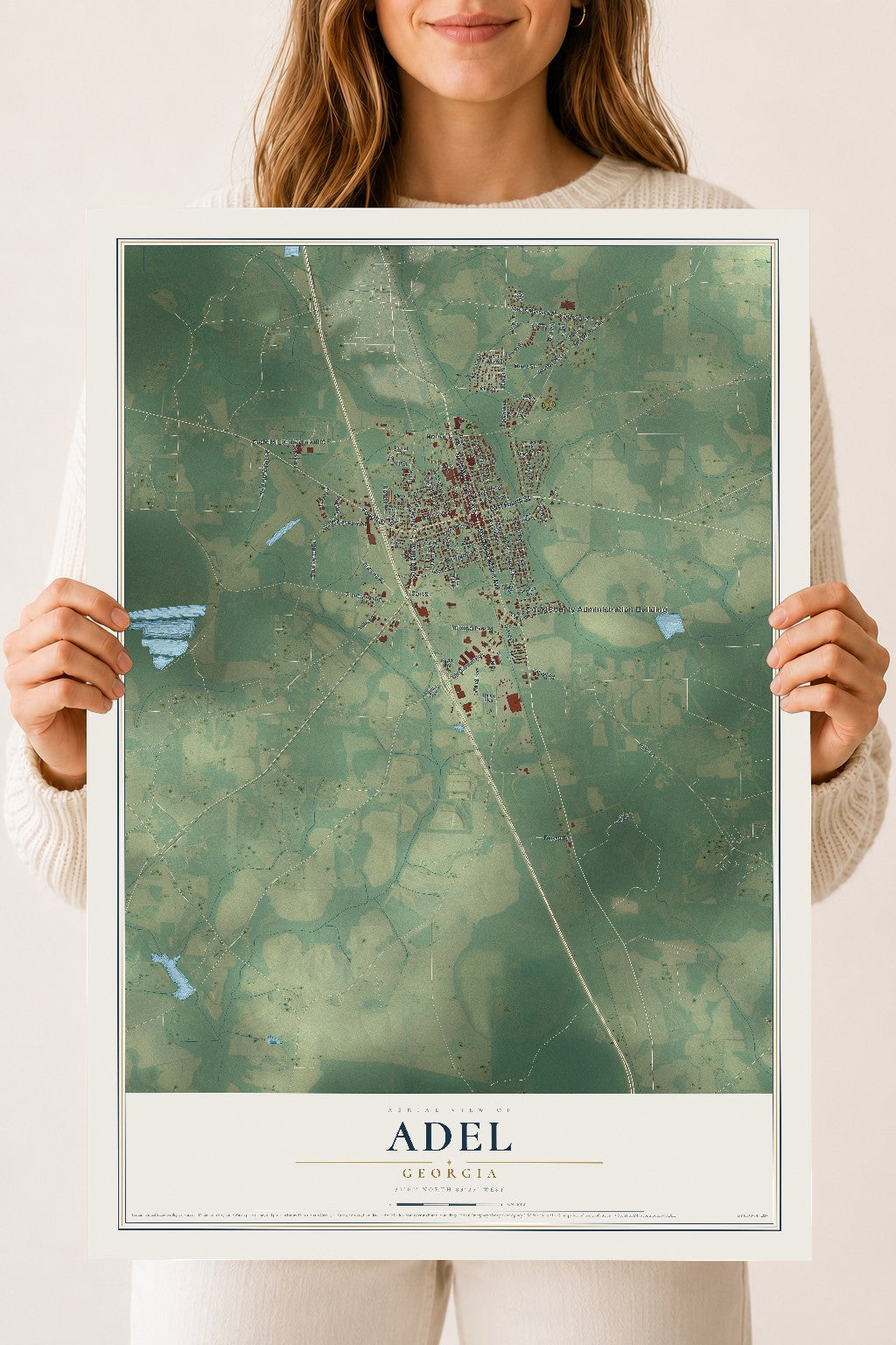 Adel, Georgia map print, 18" x 24" Archival Matte Print mockup
