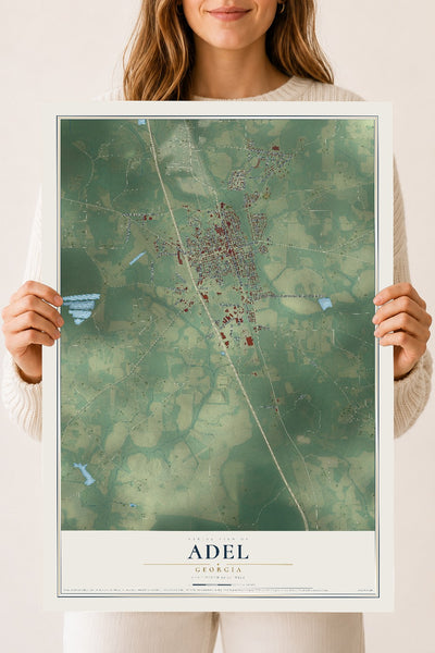 Adel, Georgia map print, 18" x 24" Archival Matte Print mockup