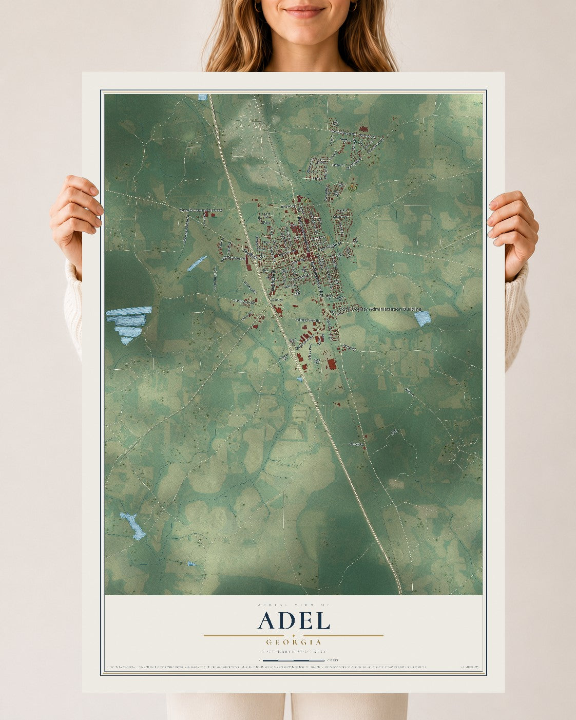 Adel, Georgia map print, 24" x 36" Archival Matte Print mockup
