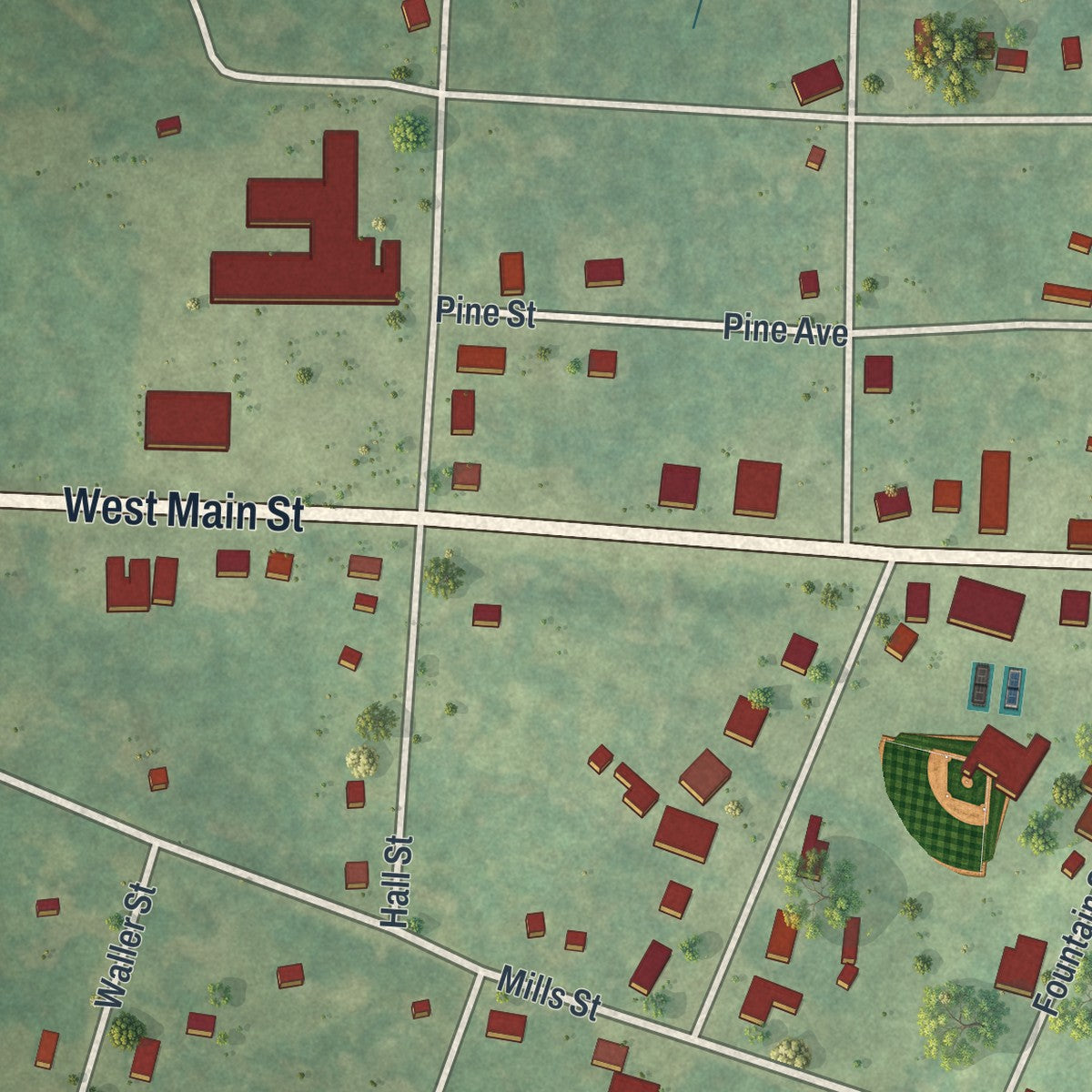 Close-up 1 of the Adrian, Georgia map artwork