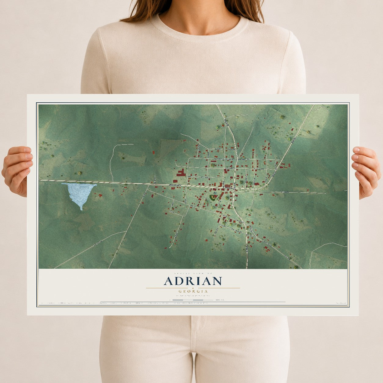 Adrian, Georgia map print, 12" x 18" Archival Matte Print mockup