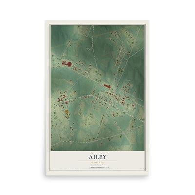 Ailey, Georgia map print, 12" x 18" Archival Matte Print mockup