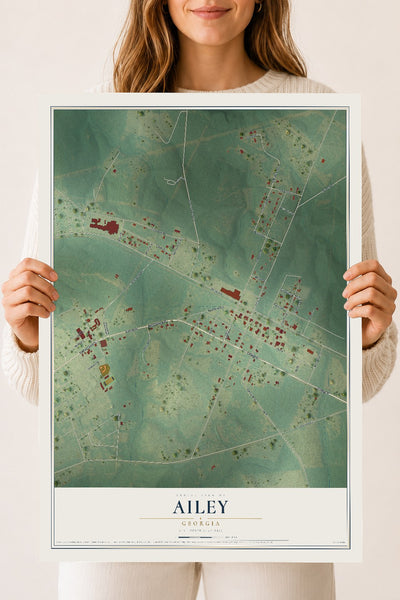 Ailey, Georgia map print, 18" x 24" Archival Matte Print mockup
