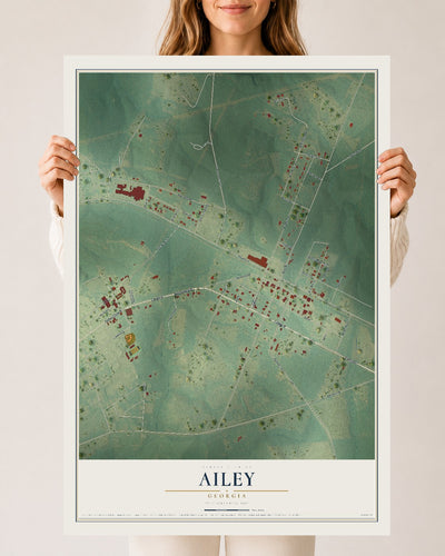 Ailey, Georgia map print, 24" x 36" Archival Matte Print mockup
