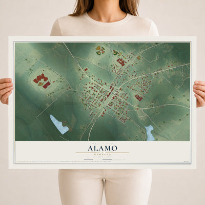 Alamo, Georgia map print, 18" x 24" Archival Matte Print mockup