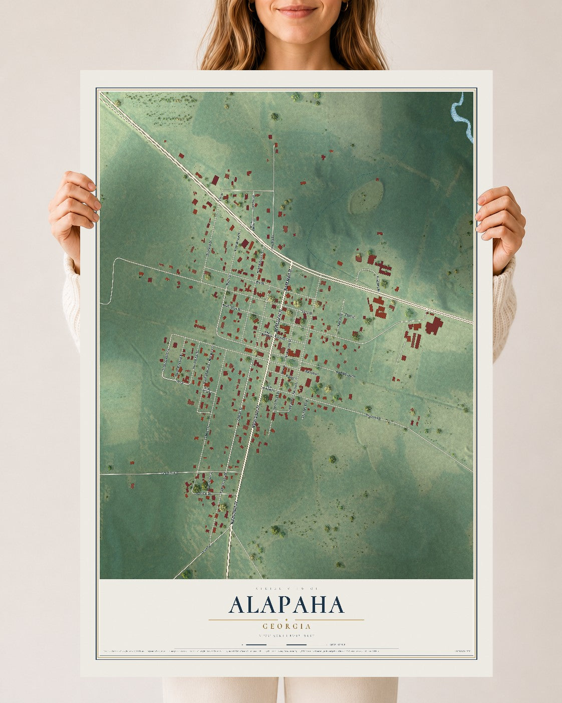 Alapaha, Georgia map print, 24" x 36" Archival Matte Print mockup