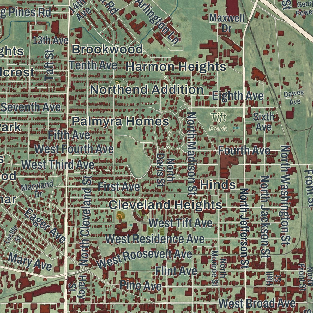 Close-up 1 of the Albany, Georgia map artwork