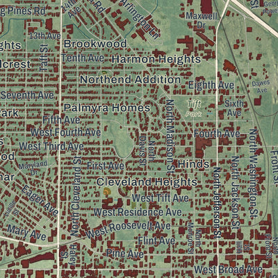Close-up 1 of the Albany, Georgia map artwork