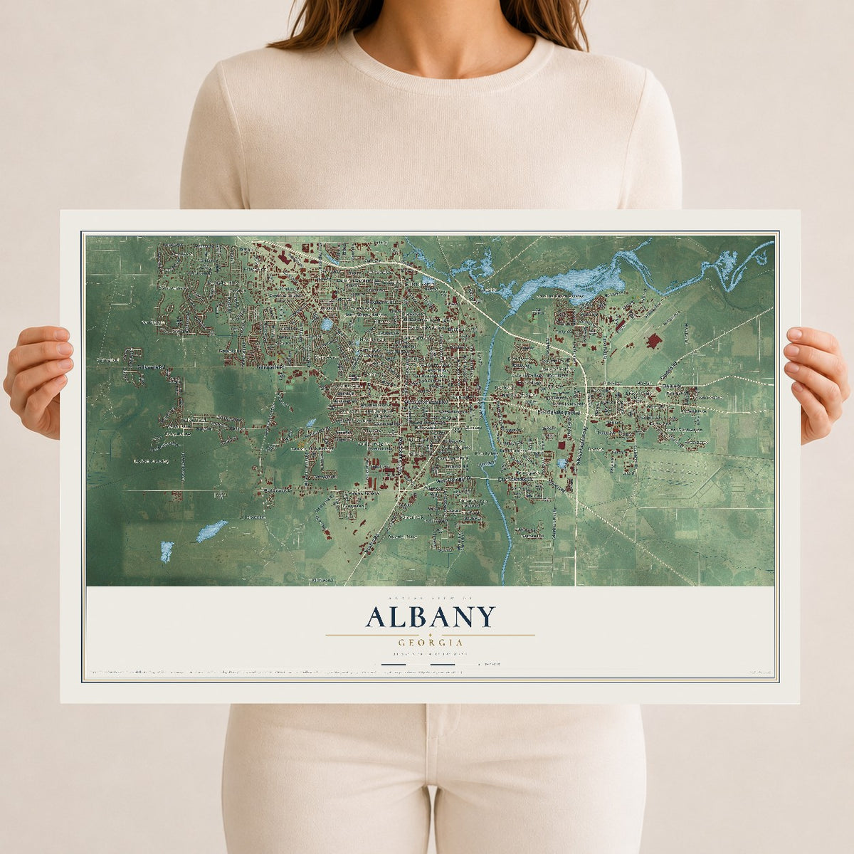 Albany, Georgia map print, 12" x 18" Archival Matte Print mockup