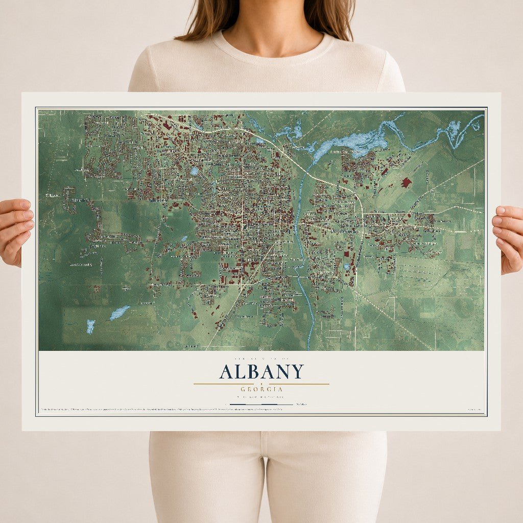 Albany, Georgia map print, 18" x 24" Archival Matte Print mockup