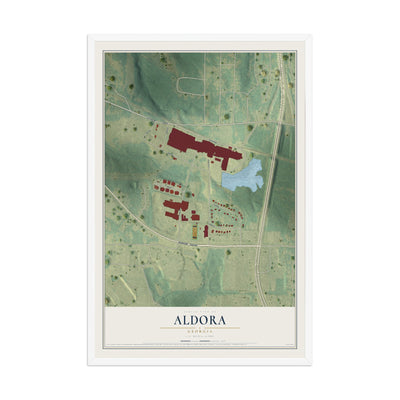 Aldora, Georgia map print, 12" x 18" W/ White Ayous Wood Frame mockup