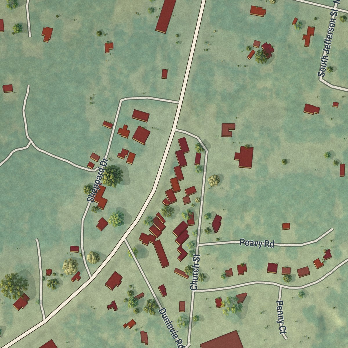 Close-up 2 of the Allenhurst, Georgia map artwork