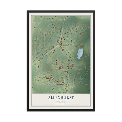 Allenhurst, Georgia map print, 12" x 18" W/ Black Ayous Wood Frame mockup