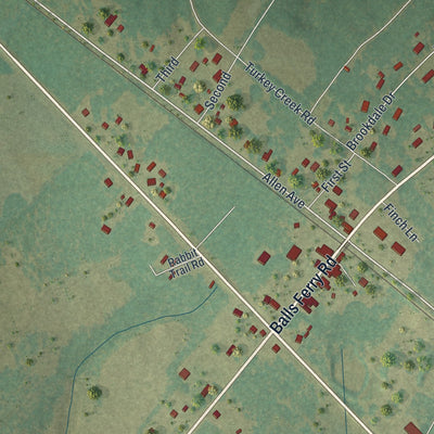 Close-up 1 of the Allentown, Georgia map artwork