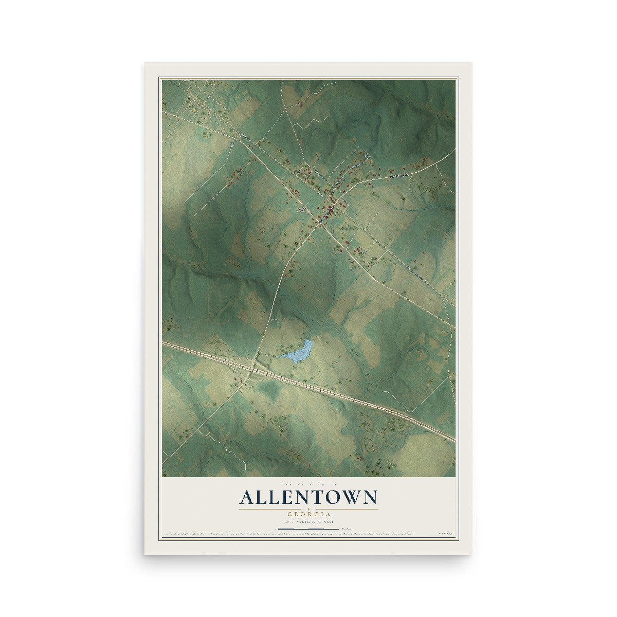 Allentown, Georgia map print, 12" x 18" Archival Matte Print mockup