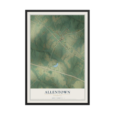 Allentown, Georgia map print, 12" x 18" W/ Black Ayous Wood Frame mockup