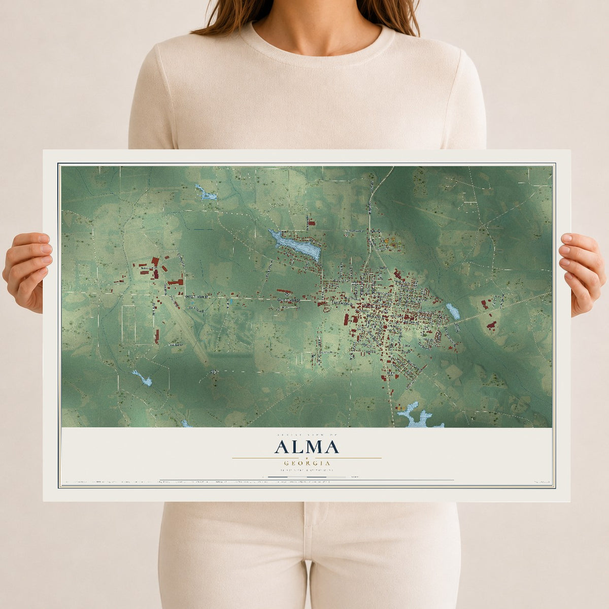 Alma, Georgia map print, 12" x 18" Archival Matte Print mockup