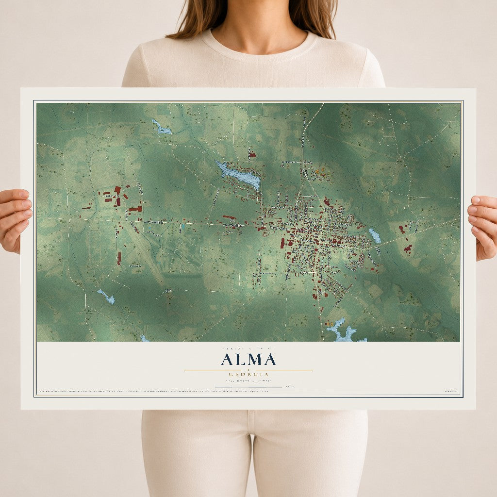 Alma, Georgia map print, 18" x 24" Archival Matte Print mockup