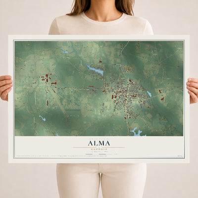 Alma, Georgia map print, 18" x 24" Archival Matte Print mockup