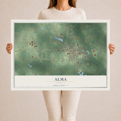 Alma, Georgia map print, 24" x 36" Archival Matte Print mockup