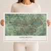 Alpharetta, Georgia map print, 12" x 18" Archival Matte Print mockup