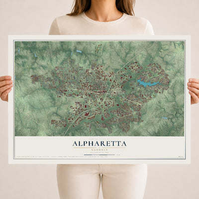 Alpharetta, Georgia map print, 18" x 24" Archival Matte Print mockup