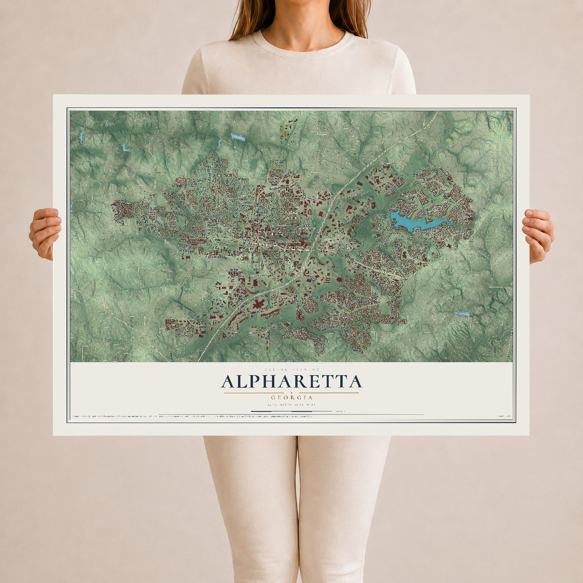 Alpharetta, Georgia map print, 24" x 36" Archival Matte Print mockup
