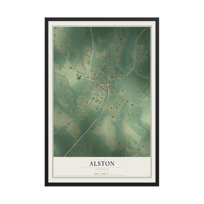 Alston, Georgia map print, 12" x 18" W/ Black Ayous Wood Frame mockup