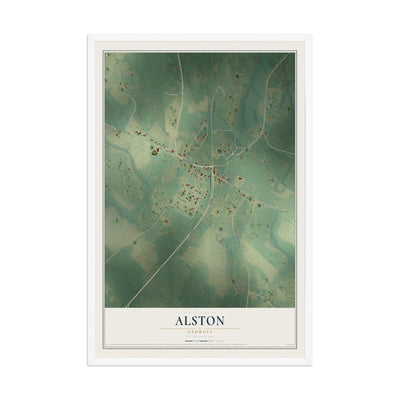 Alston, Georgia map print, 12" x 18" W/ White Ayous Wood Frame mockup