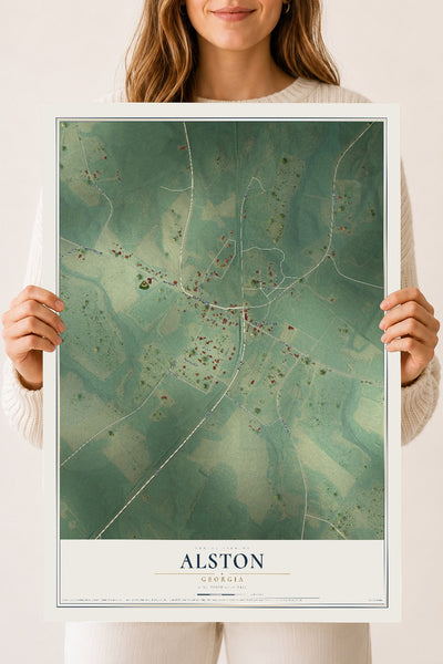 Alston, Georgia map print, 18" x 24" Archival Matte Print mockup