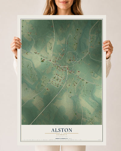 Alston, Georgia map print, 24" x 36" Archival Matte Print mockup