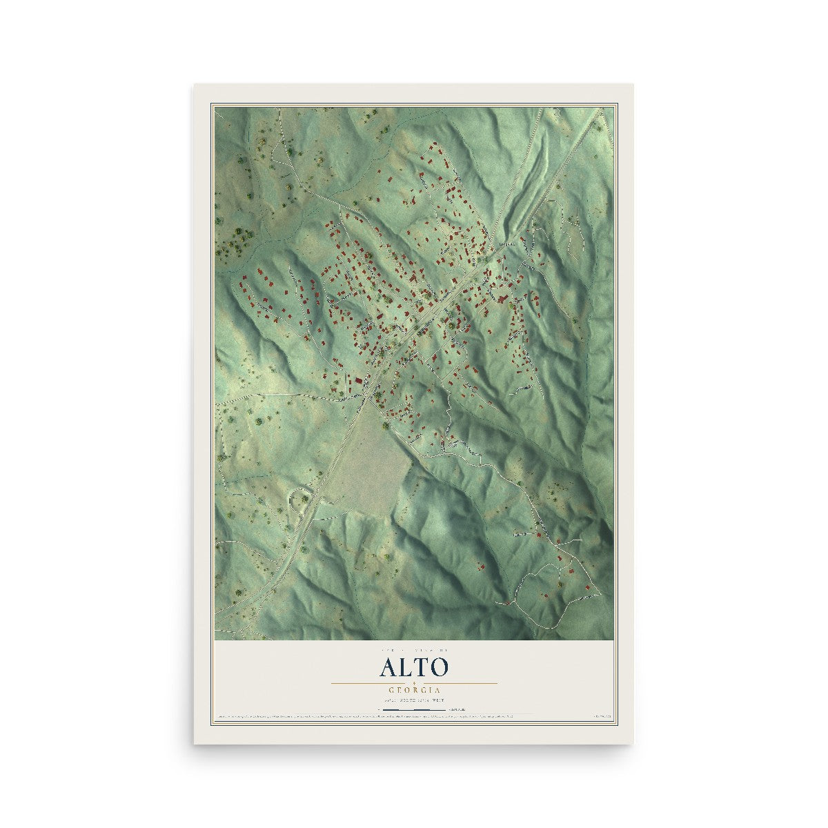 Alto, Georgia map print, 12" x 18" Archival Matte Print mockup